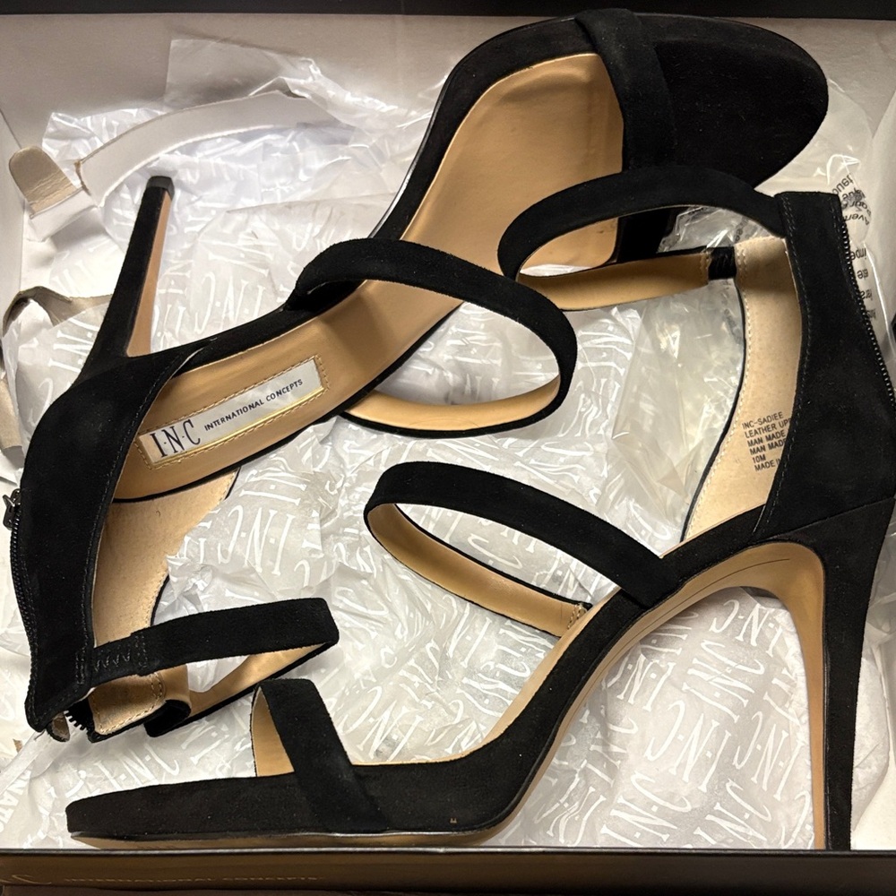INC International Concepts Black Strappy Heels